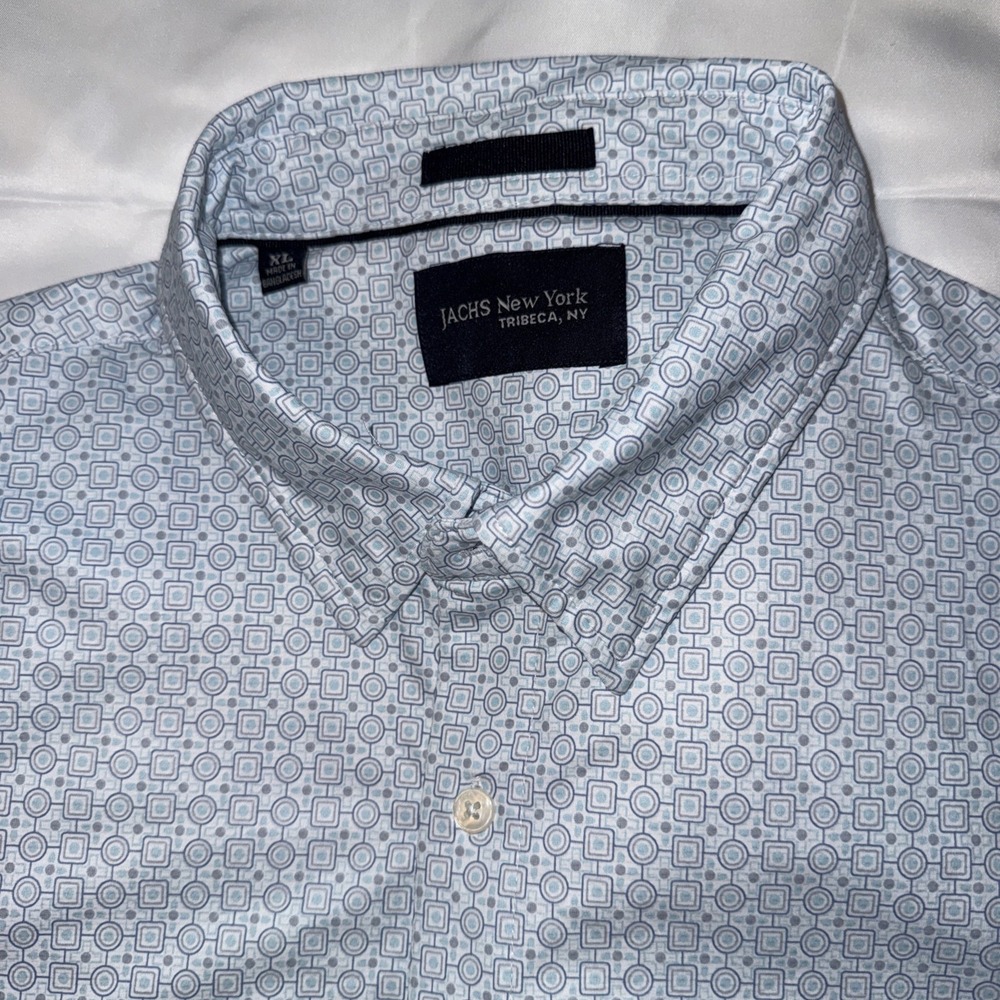 JACHS New York Men's Performance Woven Button Down Shirt Geometric Print Sz XL
